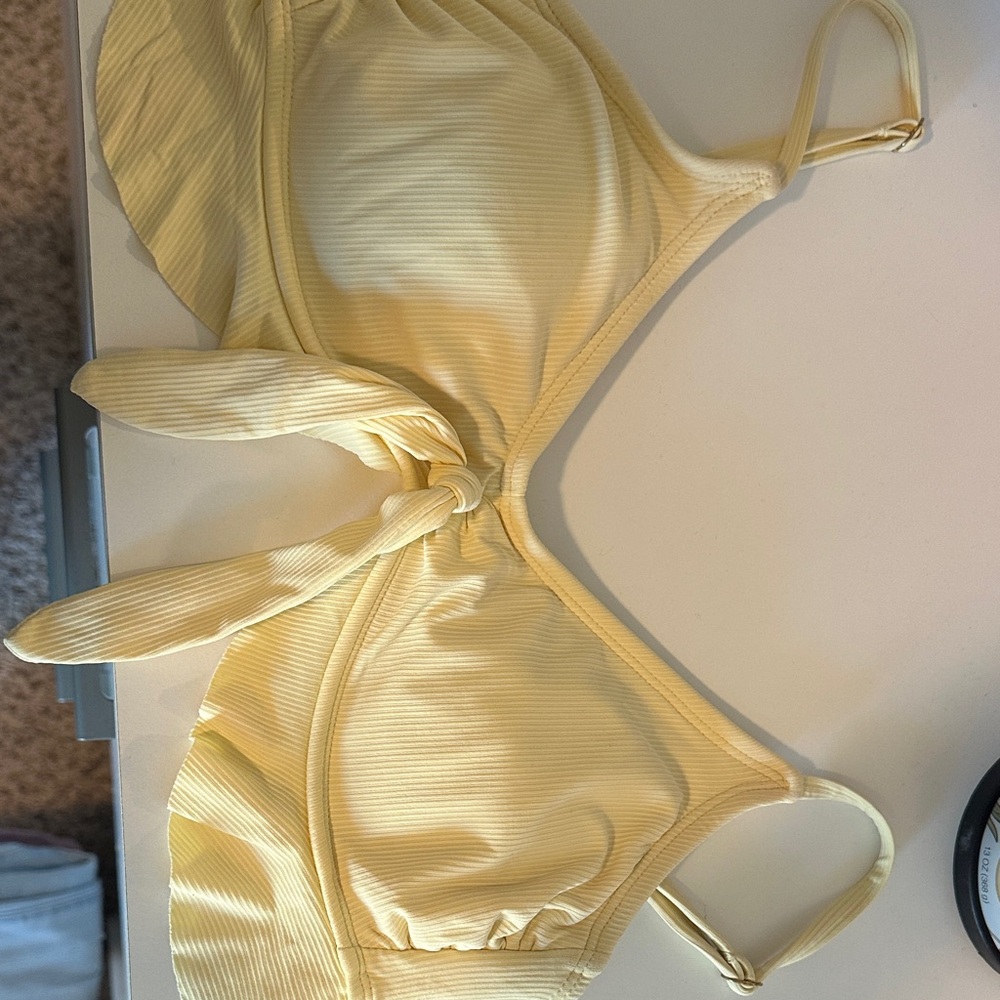 Target Yellow Ribbed Ruffle Swimsuit Top